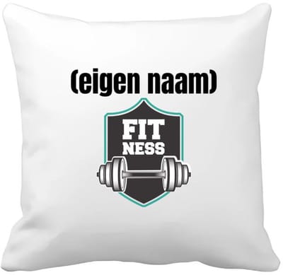 Akyol - fitness logo dumbbells met eigen naam Kussen hoes - Fitness - atleten/sport liefhebbers - sport - fitness - dumbbells - verjaardag - cadeau - kado - 40 bij 40 cm