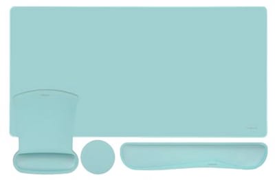 MOSISO Toetsenbord muismat set, grote gaming pad & toetsenbord polssteun & onderzetter, ergonomische antislip muismat en gemakkelijk typen kussen met traagschuim voor thuiskantoor, aquamarijn