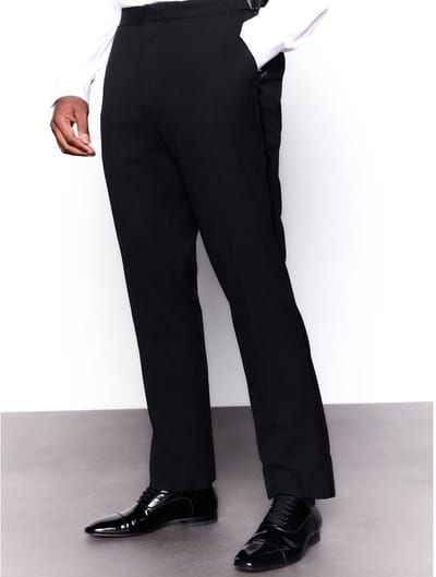Next - Heren - Normale Pasvorm - Adjustable Tuxedo Trousers With Wool - Zwart