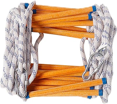 Touwladder - Noodladder Vluchtladder - Veilig Ontsnappen - Sterk Polyester Epoxy - 5 Meter Lengte - Wit