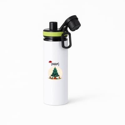 Hacebo® - Kerst kerstboom met eigen naam waterfles met draaidop groen - Kerstmis - Kerst beker - winter - kerst - christmas - kerst cadeau - water fles - 850ML