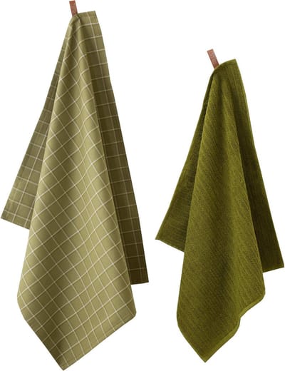 Ten Cate Keukenhanddoeken Set - 1x Keukendoek 50x50 & 1x Theedoek 60x65 - Mosgroen/Avocado
