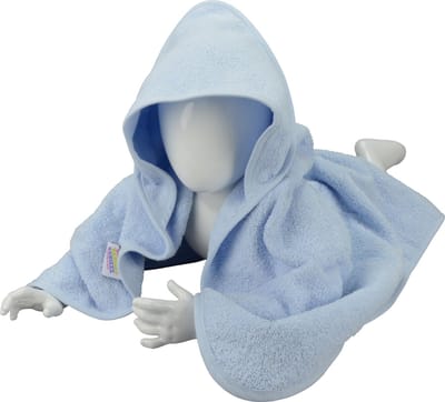 ARTG® Babiezz - Babycape - Baby Badcape - Kraamkado - 75 x 75 cm - Volledig Licht Blauw Lichtblauwe Cape - 100% Katoen - LIGHT BLUE