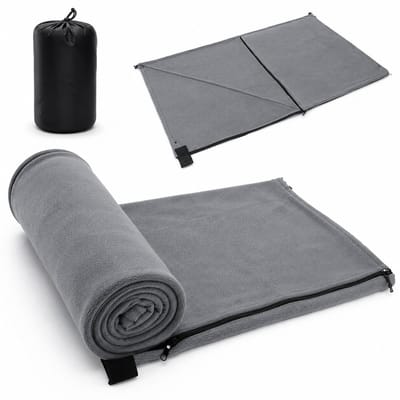 Gloovon® Fleece Lakenzak & Slaapzak Liner - Compact & Grijs - Ideale binnenslaapzak voor vakantie en vliegtuig - 180x82 cm - Inclusief tas