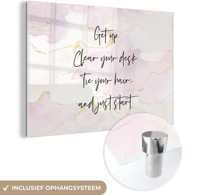 MuchoWow® Glasschilderij 120x80 cm - Schilderij acrylglas - Motivatie - Studeren - Student - Quote - Foto op glas - Schilderijen