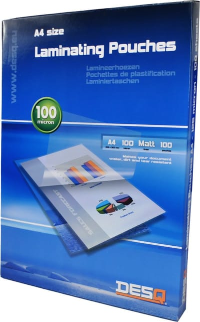DESQ® Lamineerhoes | A4 | 100 micron | Mat | 100 stuks | 216 x 303 mm | Premium | 71149