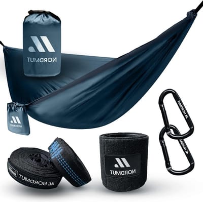 NORDMUT® Hammock Outdoor 2 People 170x300 cm [with Mounting Set] Camping Hammock incl. Tree Protection Set - ShopVlot