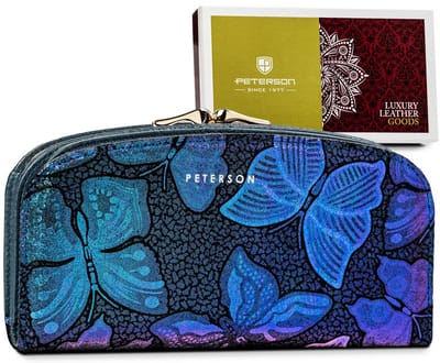 Peterson Holographic Butterfly Collectie - Damesportemonnee - Natuurlijk Leer - Holografisch Design - RFID Bescherming
