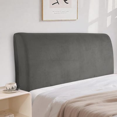 Fluwelen Hoofdbordbekleding - Stofdicht, Elastisch en Wasbaar (120cm, Grijs)