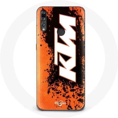 Coque - KTM - Huawei P30 Lite - Souple - Orange - Logo blanc blanc