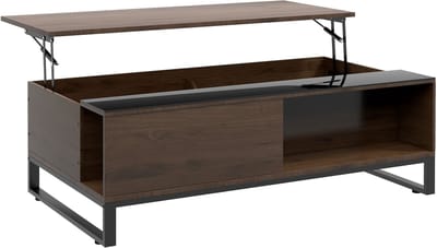 HOMCOM Couchtisch, Stahl, Walnuss, Schwarz,
