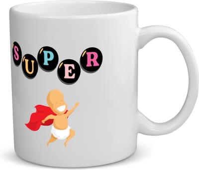 Akyol - super baby met cape koffiemok - theemok - Baby - super baby - verjaardag - geboorte - baby shower - cadeau - kado - geschenk - gift - 350 ML inhoud