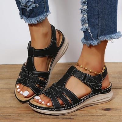 Plus Size Zomer Sandalen Vrouwen Open Teen Antislip Med Hakken Strand Schoenen Vrouw Comfort Licht Platform Sandalen Mujer 39 brown