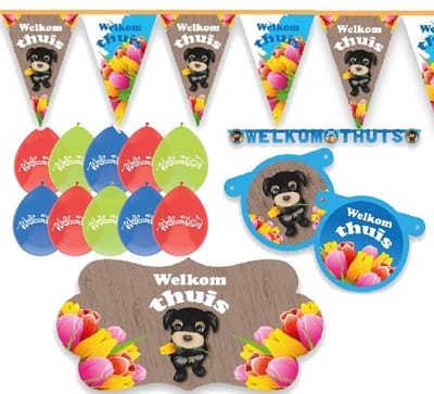 Welkom thuis - feest pakket feestversiering S - feestartikelen 4 delig.
