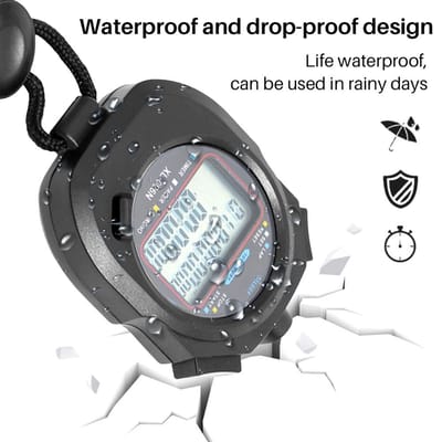 Chronomètre numérique Chronomètre numérique électronique de sport Minuteur étanche Antidérapant Minuteur d'arbitre pour jeu compétitif noir