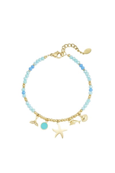 Armband ocean blues - blauw Goudkleur - Moederdag - Kleur - Zomer - Cadeau