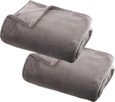 Atmosphera Plaid deken - 2x - grijs - polyester - 130 x 180 cm - Bankdeken - Fleece plaid