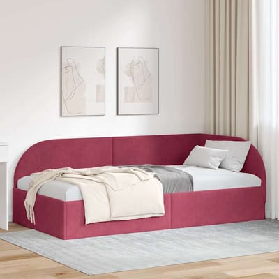 vidaXL - Hoek - Bed - Frame - Wijnrood - 80 - x - 200 - cm - Fluweel