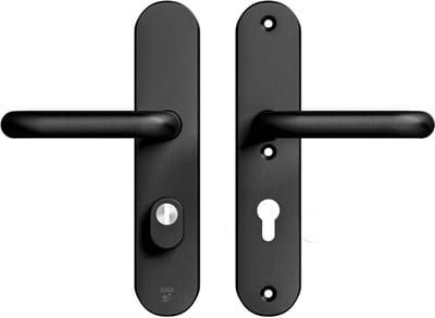 AXA Veiligheids Deurbeslag set - Oval Plus - Deurkruk Aluminium - Kruk U - PC92 met kerntrekbeveiliging - SKG3 - Schild