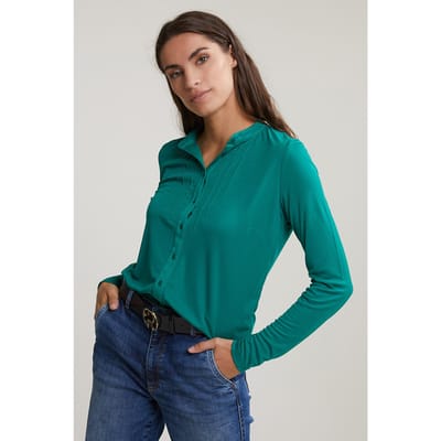 River Woods Green Classic T-shirt Long Sleeves Size: L | Blouses Outlet | Dames | Groen