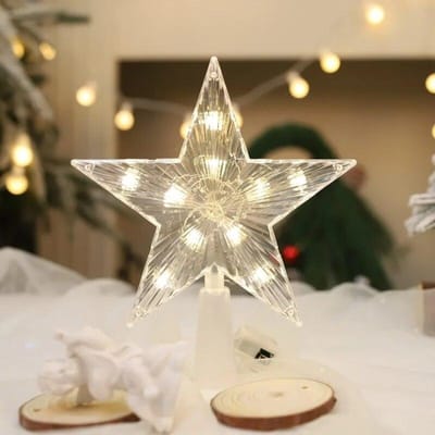 1 Stuks Licht Gloeiende Ster Boom Topper Decor LED Ornament Kerstboom Ster Topper Decoraties Fairy Light style A