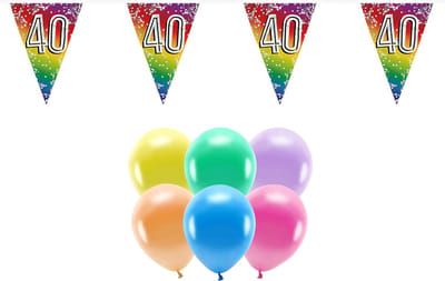 Boland Party - 40e jaar verjaardag feestartikelen - versiering - 100x ballonnen - 2x leeftijd vlaggetjes