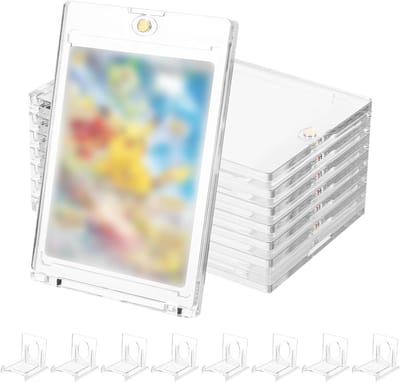 Set van 8 Magnetische Kaarthouders met Stand, Transparante UV Bescherming, Geschikt voor Handelskaarten en Verzamelkaarten met Acryl Displaystandaard