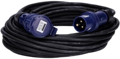 CEE-verlengkabel 230V 20 meter 3G 2,5 mm² 16A IP44 H07RN-F rubber camping caravan boot camper H07RN-F 3G, 2.5 16/3, 16A, IP44, 20 m