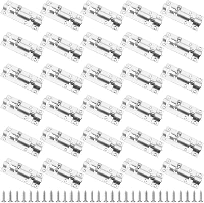 30 Stuks RVS Schuifsloten 3 Inch Deursloten met Schroeven voor Tuindeuren, Badkamers en Ramen - 80 x 35 mm Latch Lock