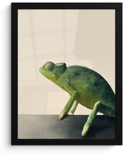 Poster in lijst - Fotolijst 30x40 cm - Posters - Kameleon - Groen - Minimalistisch - Posterlijst zwart - Decoratie - Wanddecoratie woonkamer - Muurdecoratie slaapkamer