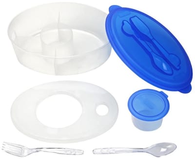 Lunchbox Salade Container met vork en lepel kunststof 7-delig inhoud 1,6 ltr
