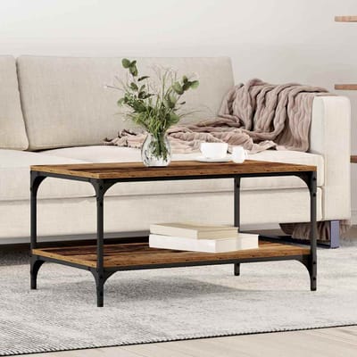 vidaXL - Salontafel - Oud - Hout - 80 - x - 50 - x - 40 - cm - Bewerkt - hout