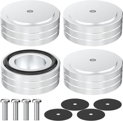 4 x HiFi Spikes Pads, 58 x 22 mm, Aluminium Schokabsorber voor Speakers, Hi-Fi Isolatie Voeten, Ondersteuning voor Versterker, Platenspeler en Subwoofer
