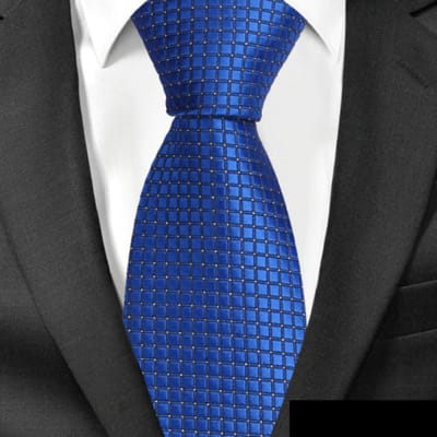 Stropdas midden-Blauw-blok motief - Charme Bijoux