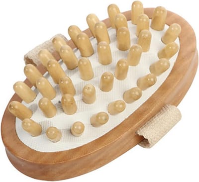 Lichaamsmassageborstel - Paddestoel Massager Hout - Spierontspanning Nek Rug - Natuurlijk Houten Ontwerp - 15x9x4 cm - Natuurlijk Hout