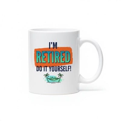 330ml Grappige Pensioen Mok – Ik Ben Gepensioneerd, Doe Het Zelf! – Humoristische Koffie & Thee Beker, Cadeau voor Gepensioneerde Papa/Opa