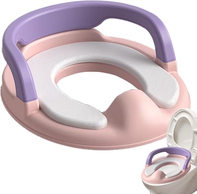 Zindelijkheidstrainingszitje - Kinderpotje toilet - Thuis trainen - Antislip met handgrepen - 36.5 cm breed - Roze Paars
