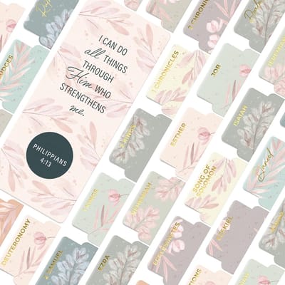 Bijbel Tabs - Bijbel Markeringen - Bijbel Studeren - Soft-Touch Gelamineerd - 1.8 x 3.6 cm - Boho Bloemen