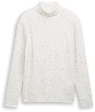 Tom Tailor Denim - Coltrui van noppengaren - Maat XL - offwhite multicolor neps