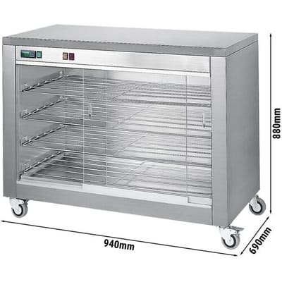 GGM Gastro Wärmeschrank mit Glasschiebetür & 4 Ablagen - 940x690x880 mm Zilver