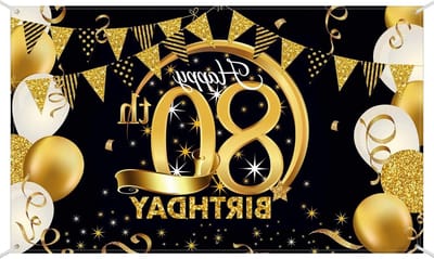 Dailygoods- Verjaardagsfeestdecoratie Extra Grote Achtergrond - Zwart/Goud Teken Poster - Jubileum/Fotografie - 120x180cm - Duurzaam Polyester - Opvouwbaar - Feestachtergrond