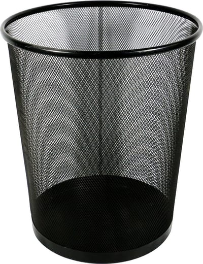Papieren Prullenbak - Kantoor Afvalbak - Bureau Opruimen - Robuust Metalen Gaas - 16 Liter Capaciteit - Zwart