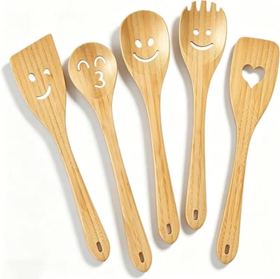 Houten Kooklepels - Keukengerei Set - Dagelijks Koken - Gemaakt van Bamboe - 5 stuks - Natuurlijk