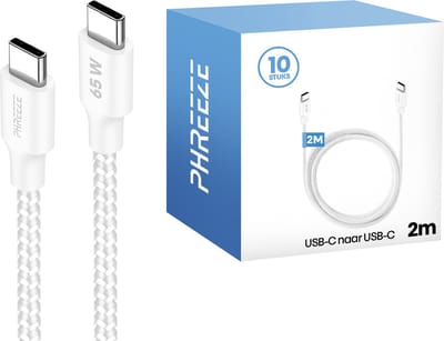 Voordeelpak usb C kabels - usb C laptop oplader - 2 meter - Wit