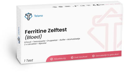 Ferritine Zelftest voor IJzertekort en Bloedarmoede - Betrouwbare Thuistest voor Snel Resultaat - Telano ijzertekorttest