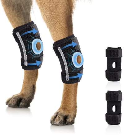 Daity Elleboogbrace voor honden: ondersteunt herstel - biedt bescherming - voorkomt verstuikingen en blessures — functioneert ook als kniebeschermer — biedt uitgebreide elleboogondersteuning (Maat S)
