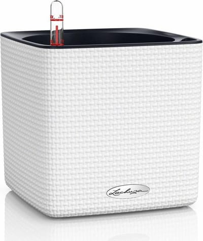 LECHUZA CUBE Color 16 - Plantenbak - met uitneembare binnenbak - met bewateringssysteem - ALL-IN-ONE set - wit