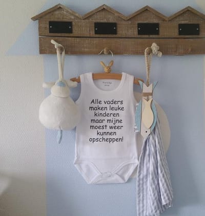 Baby Rompertje met tekst voor de allerliefste papa | opscheppen | mouwloos wit zwart | Maat 62-68