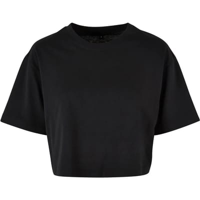 Build your Brand Ladies Short Oversized Tee BY264 - Black - M
