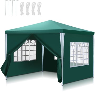Partytent 3x3m Groen – Tuinpaviljoen voor Buiten, Geschikt voor Evenementen
